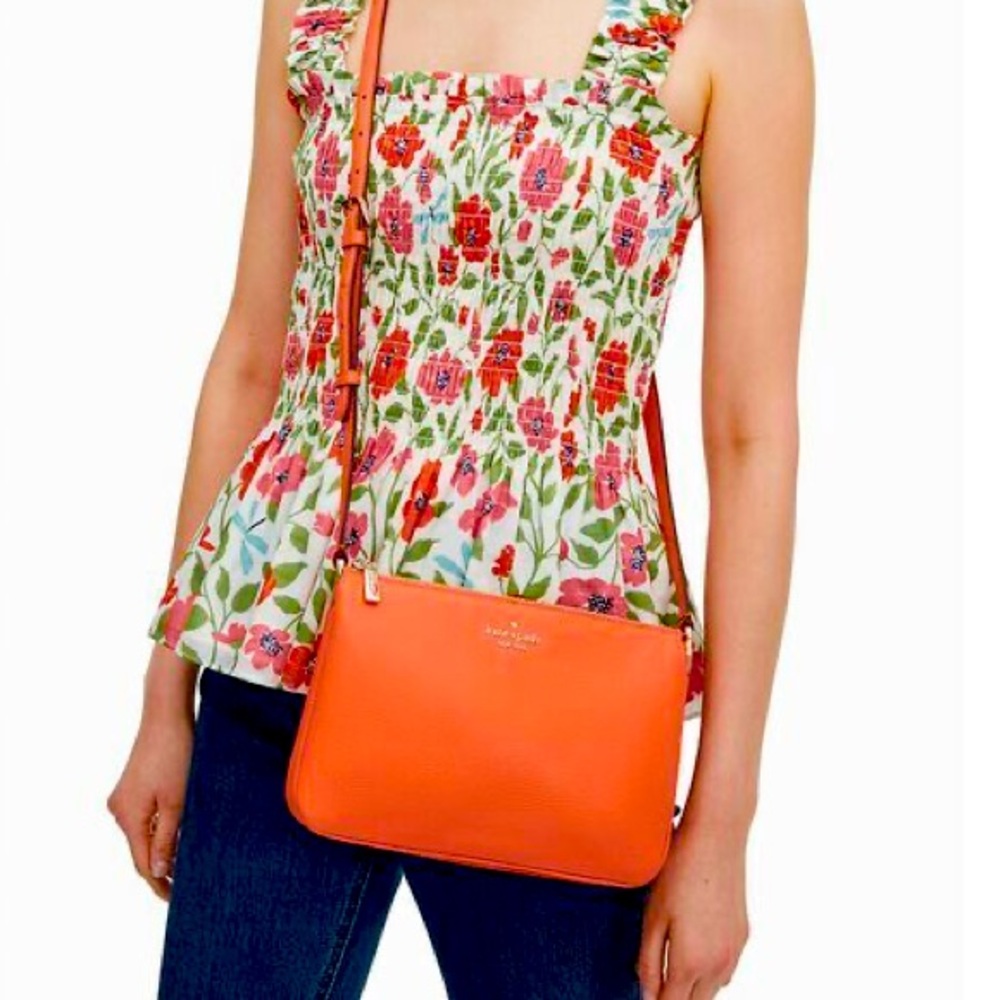 Kate Spade NY leila triple gusset crossbody Retail $279 Coral buds (747) New